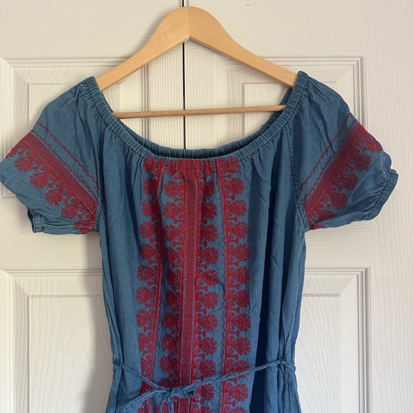 Madewell (as seen in VOGUE) Elegant Blue and Red Women's Dress - Picture 4 of 9